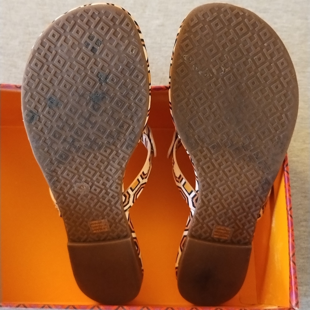 Tory Burch Miller Printed Patent Leather Sandals Ballet Pink Octagon Square Sz 8 - Picture 5 of 16